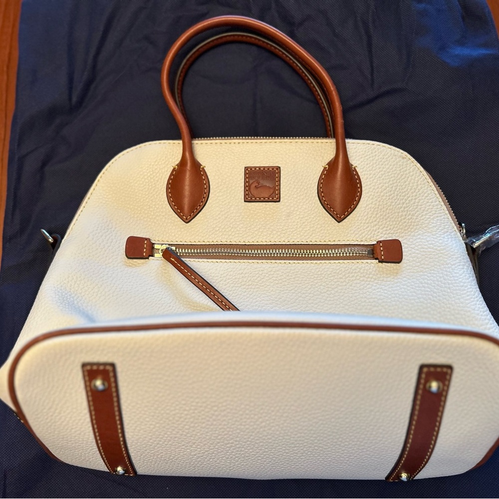 Dooney & Bourke Cream and Brown Classic Satchel